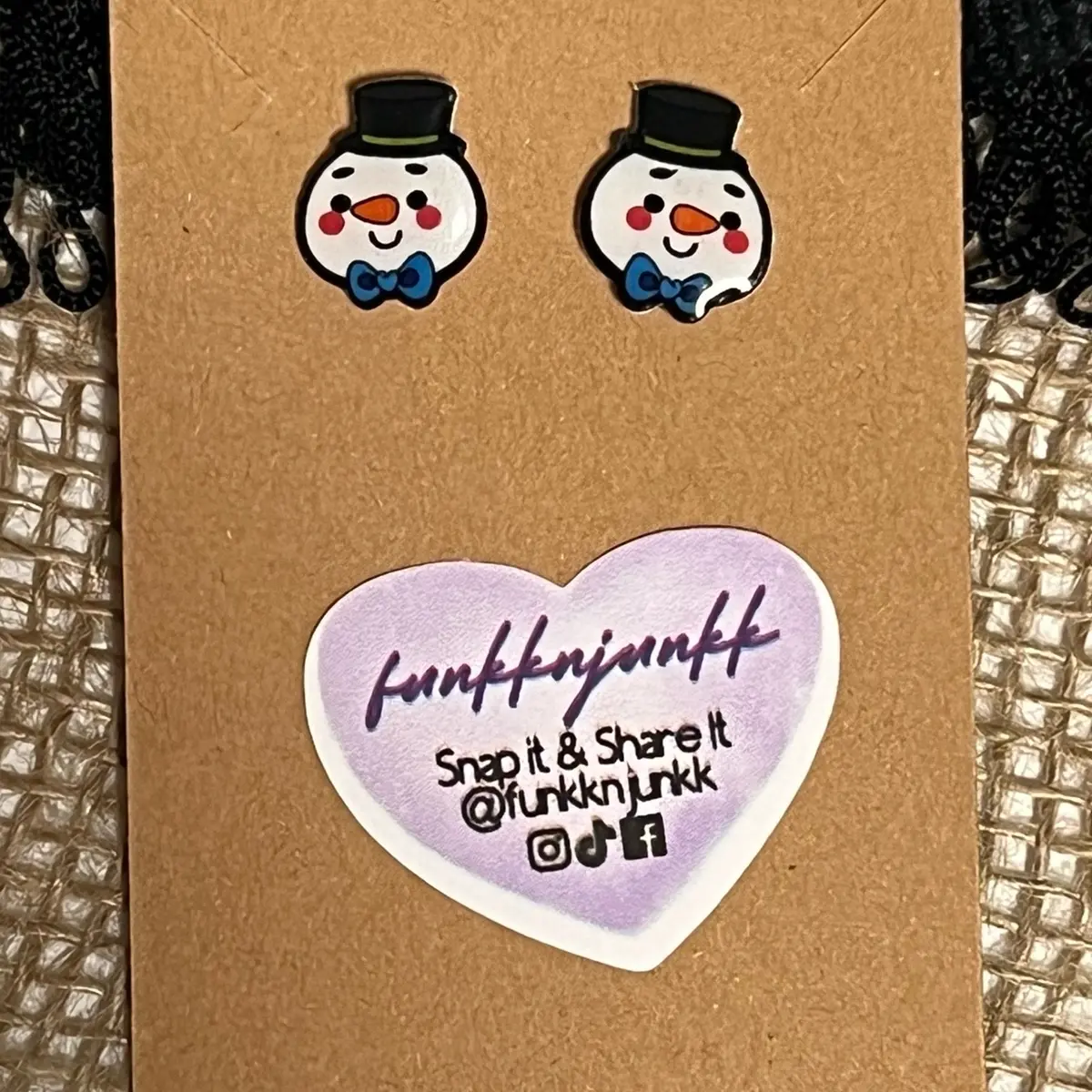 Christmas Frosty Snowman Earrings - Festive  - Stainless Steel Hardware - Gift-Ready Packaging