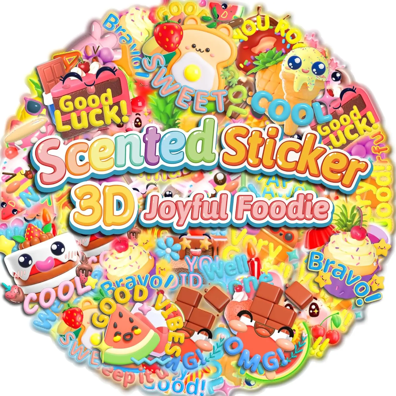 240 count 3D Large  Scratch and Sniff Stickers, Motivational Reward Scented Sticker for  & Teachers, Smelly Stickers for Classroom, Birthday, Student Party, School