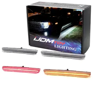 iJDMTOY White/Clear Lens Amber/Red Full LED Wheel-Well Fender Side Marker Light Kit For GMC 2020-up Sierra 2500 3500 HD, 23-up Canyon, Powered by 180-SMD LED