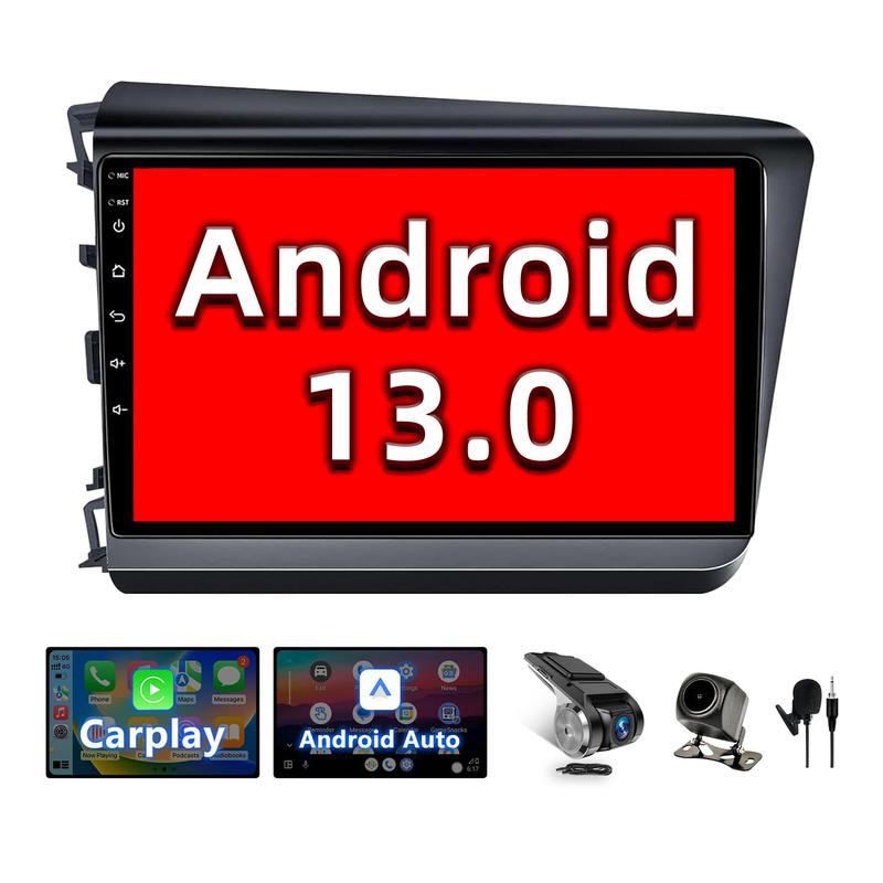 BINIZE Android 13 Car Stereo Compatible with Honda Civic 2012 2013 2014 2015, 9 Inch Head Unit, Touch Screen, Wireless CarPlay& Android Auto, GPS, WiFi, Backup Camera
