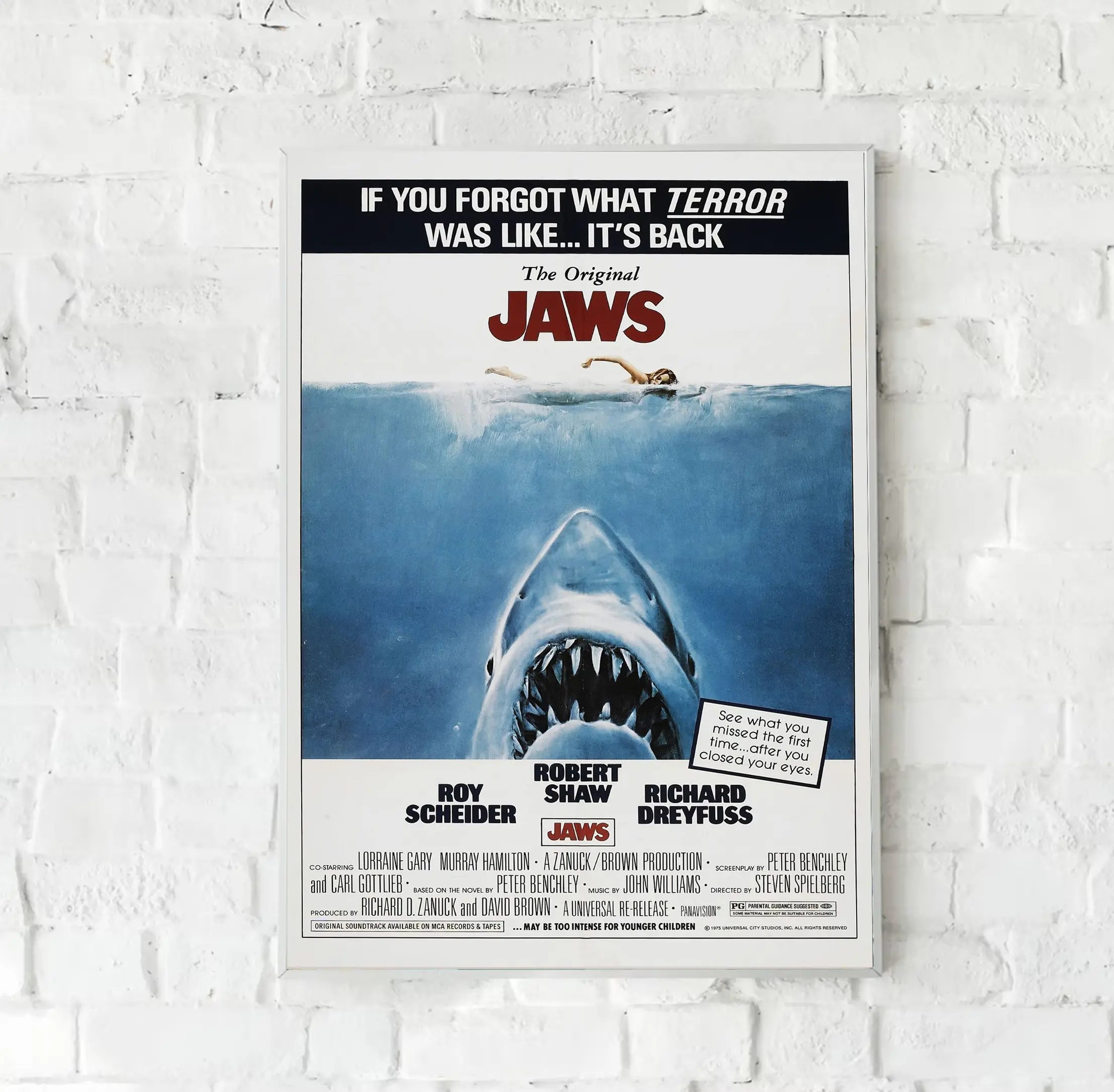 Jaws Thriller Movie Vintage Amity Island Poster, Jaws 70s Film White Shark Original Poster, White Shark Poster, Jaws Poster Wall Decor
