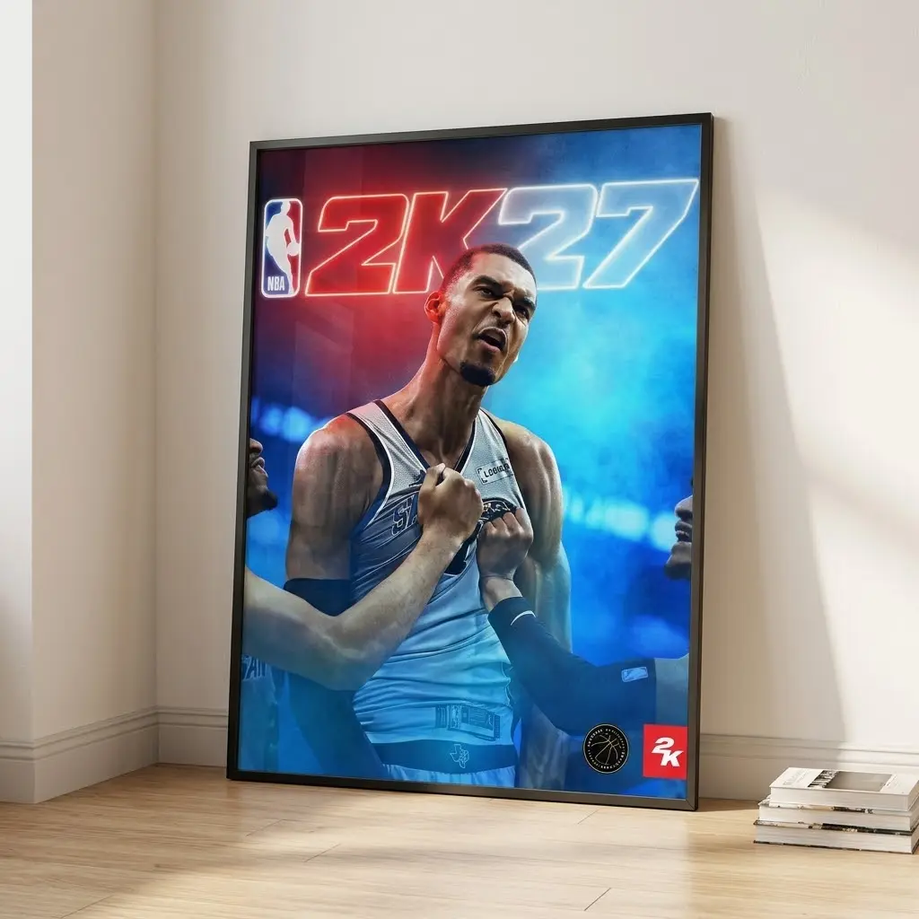 NBA 2K27 Victor Wembanyama Standard Edition Cover Athlete Home Decor Poster, No Frame