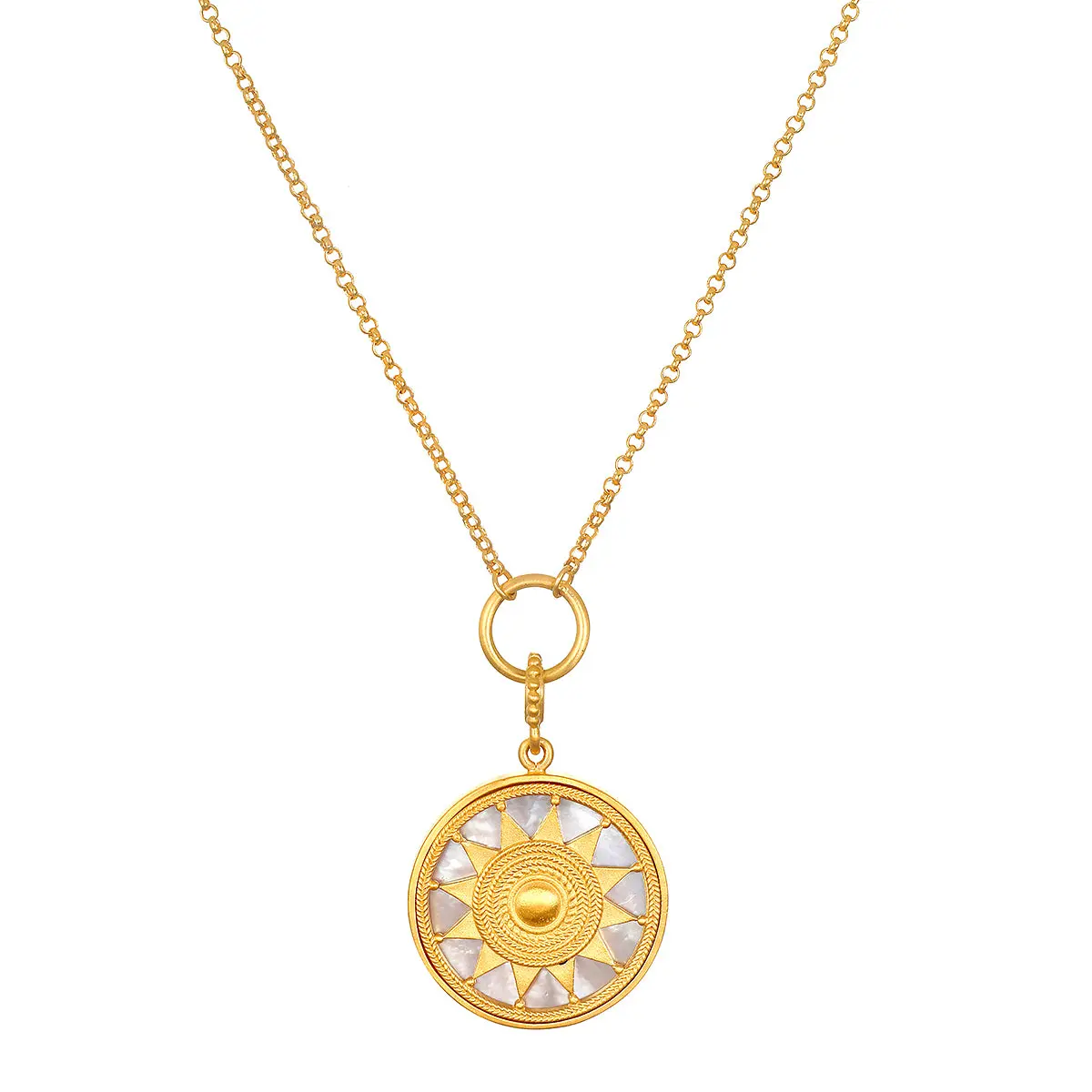 Satya Jewelry Inward Journey Pearl Mandala Necklace 18KT Gold Plate Over Brass 18" Chain Unisex NG0164-L18