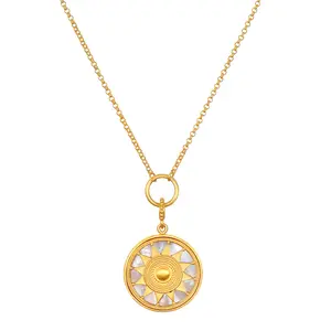 Satya Jewelry Inward Journey Pearl Mandala Necklace 18KT Gold Plate Over Brass 18" Chain Unisex NG0164-L18