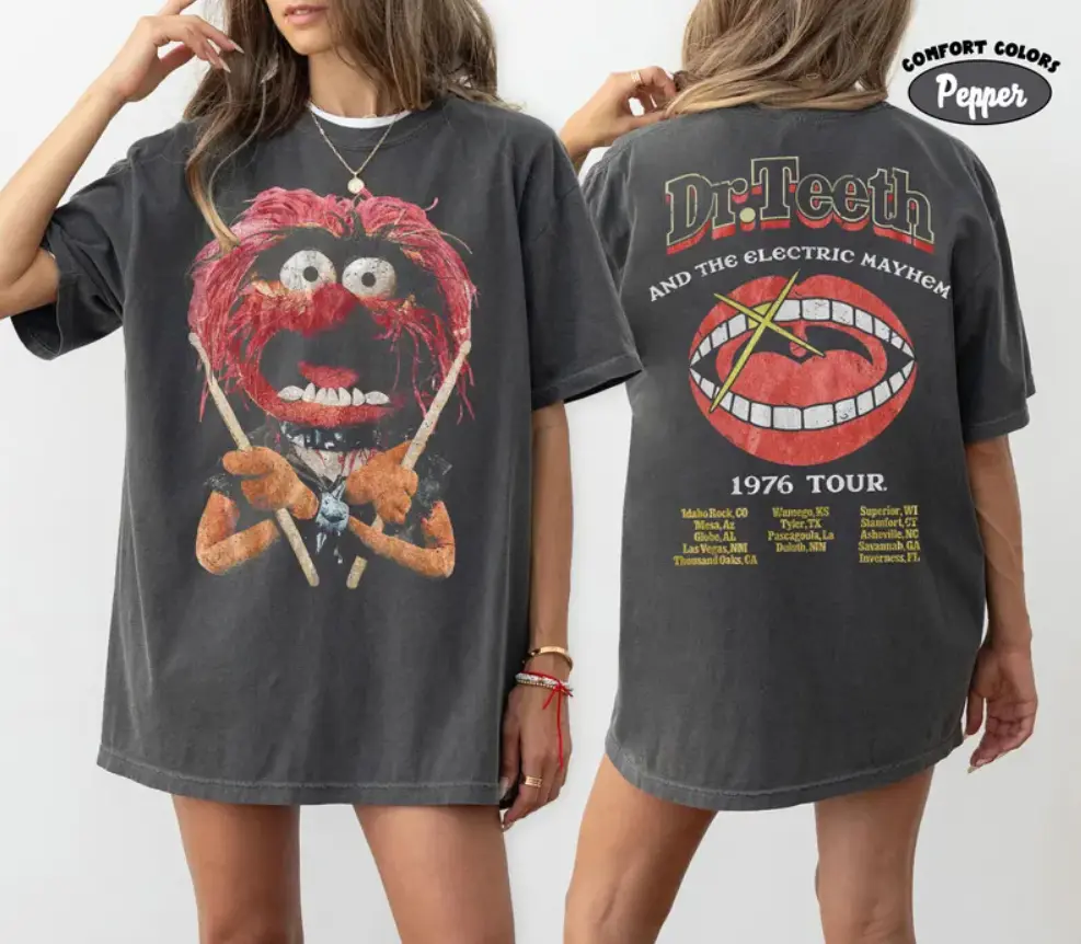 Youth and Adult Muppettt Dr. Teeth & Electriccc Mayhemm Shirt, Vintage Music Graphic Tee, Family Vacation Matching T-Shirt, Theme Park Trip Outfit, Classic Festival Apparel