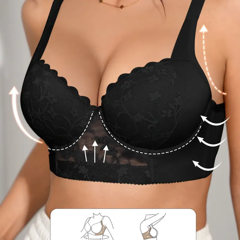 Women's Solid Color Push Up Bra, Fashion Casual Comfortable Breathable Lace Bra, Women's Lingerie Underwear for All Seasons, Fitted Bra
