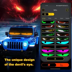 Howdot Devil's Eye High-Brightness LED Windshield Display,  Programmable LED Matrix Panel, Ojos Led Para Carro, USB-Powered with Remote & App Control for Sedans, SUVs & Medium Trucks  Car Roof Solar RGB Strobe Light