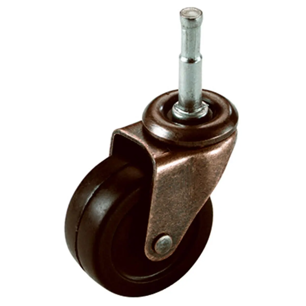 Richelieu America 2-in Furniture Chair Casters - TruGuard Soft Rubber Wheels, Black & Brass Finish, 88 lbs Load Capacity, Double Bearing Raceways, Instant Swiveling, Smooth Silent Operation, Home Office Use, Pack of 2, 2 Inches