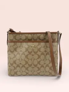 Pre-owned coach Coated Canvas Crossbody Bags Signature Crossbody Bag Brown