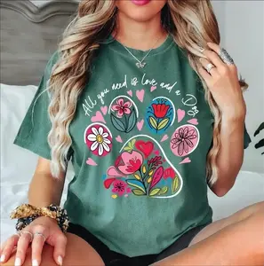 Comfort Colors All You Need Is Love And A Dog T-Shirt, Floral Paw Graphic Tee, Dog Lover Gift Shirt, Cute Dog Mom Top