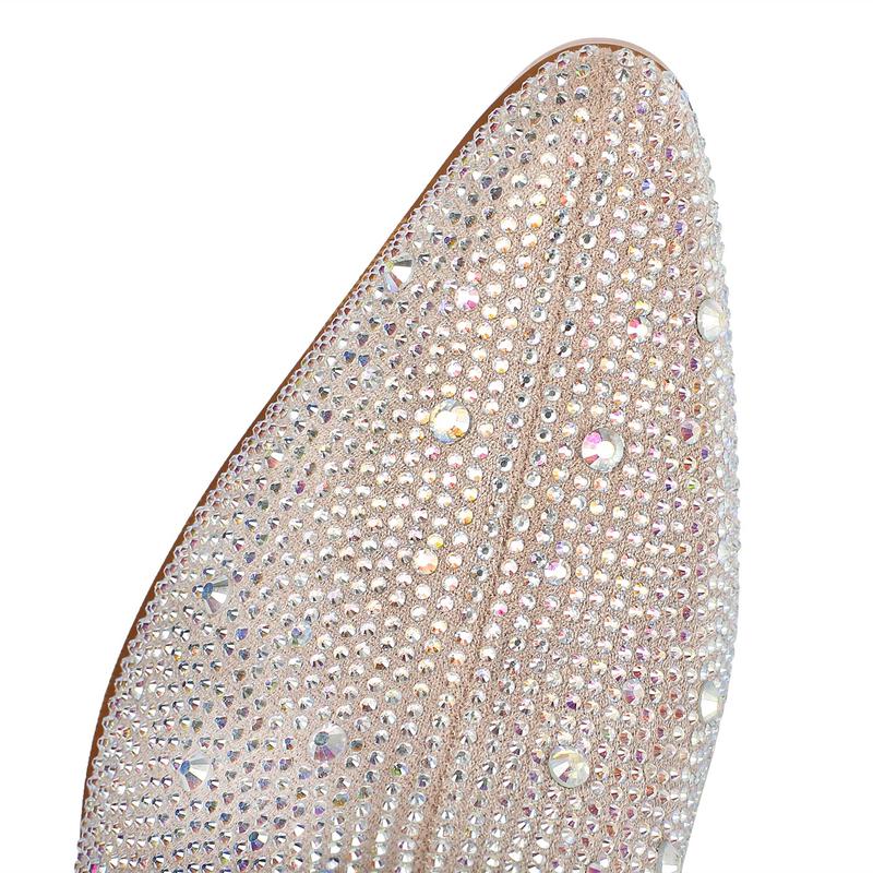 Women Rhinestone Cowboy Ankle Boots Chunky Heel Short Glitter Boots Pointed Toe Blingbling Boots Cowgirl Western Sparkly Ankle Boots for Party Wedding Bridal Bridesmaid Shoes for Carnival Music Festival Concert