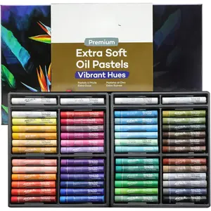Extra Soft Oil Pastels 52 count, Assorted Bright Colors, Vibrant and Buttery, Versatile Art Pastels for Blending, Layering & Shading, Ideal for Art, Craft, Coloring and Sketching