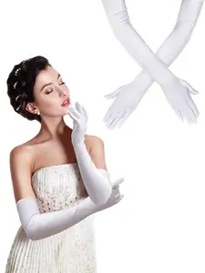 Elegant Women's Long Satin Gloves, 21 Inch Elbow-Length Design, Comfortable Fit for Parties, Performances & Cosplay, Adds Royal Charm