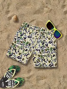 Men's Camo Print Shorts, Regular Fit Casual Comfy Shorts for Summer, Men's Bottoms for Beach Vacation, Casual Fashionable Shorts