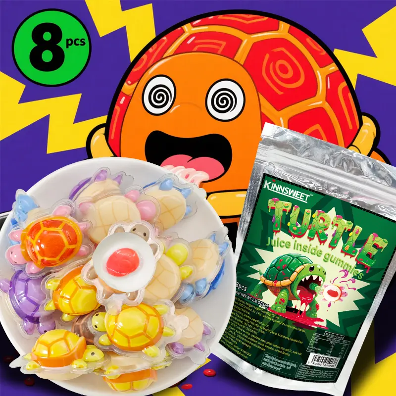 Cute Turtle Shape Soft Candy, Strawberry Jam Filled Chewy Candy, Fun & Delicious Kids Snack Treats for Parties, Candy Buffet, Treat Bags, Birthday Favors & Holiday Gifts