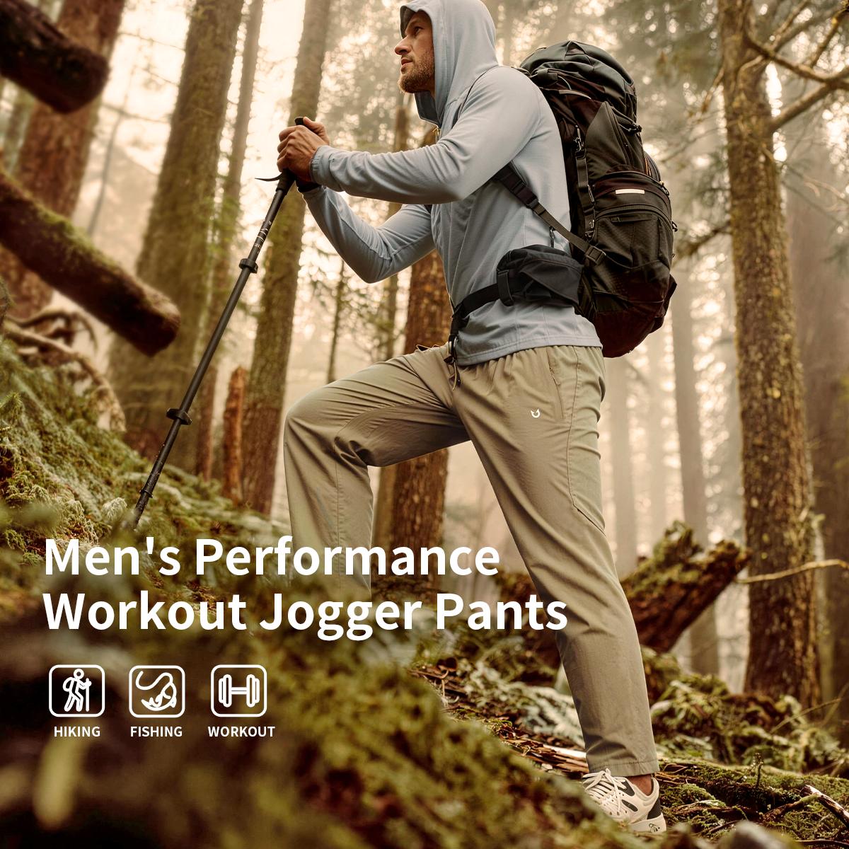 Men's Performance Workout Jogger Pants - Lightweight Gym Training Pants with Breathable Fabric, Stretch Fit, Adjustable Waist & Secure Zipper Pocket