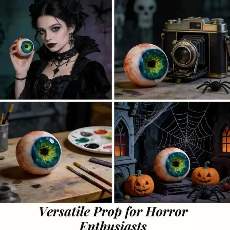 3D Surrealistic Round Eyeball Ornament, Ultra-Realistic Monster Eye Decoration, With Stand, Vintage Gothic Home Decor Tabletop Ornament
