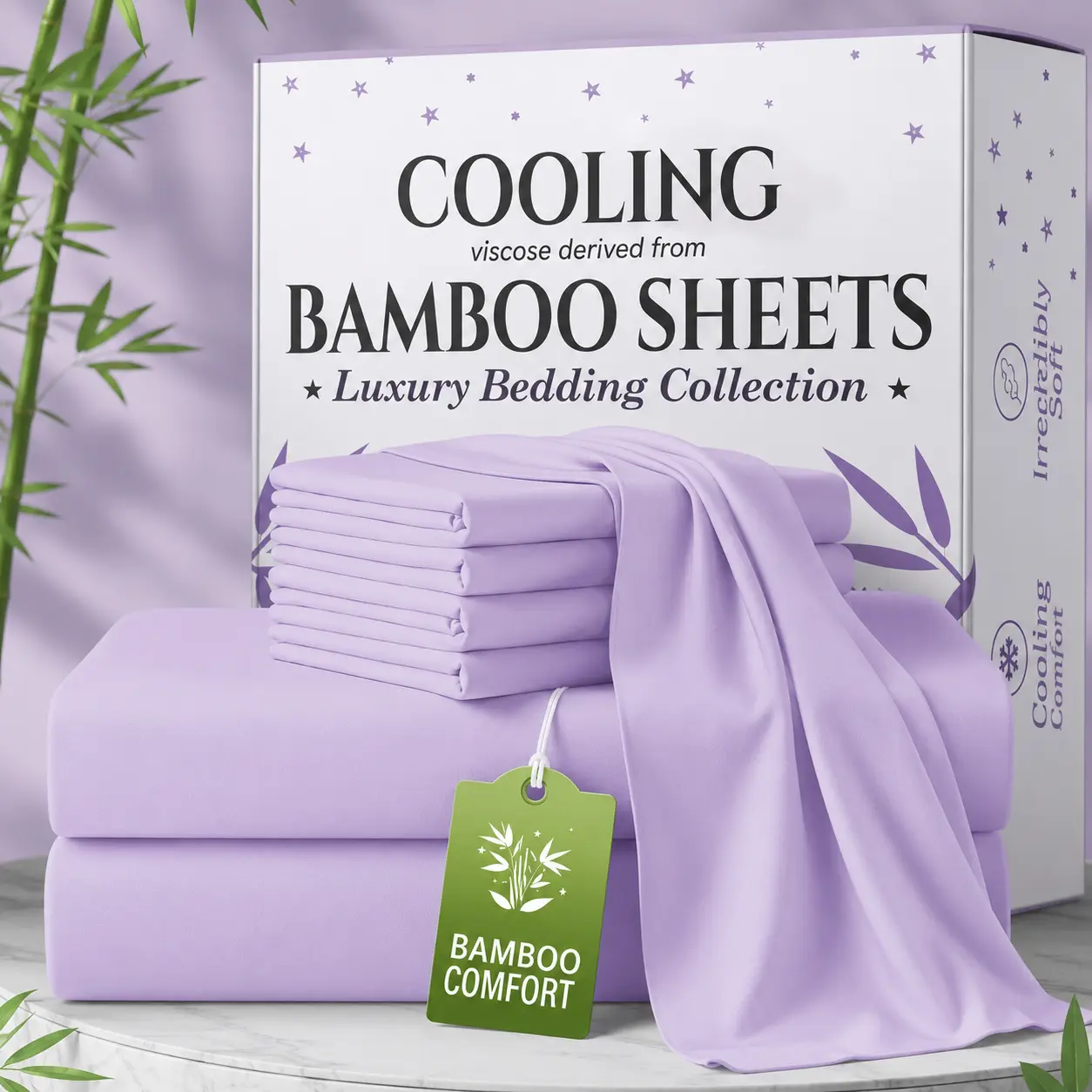 Jollyvogue Extra Deep Pocket Bamboo Sheets - 6 Pcs Breathable &Cooling for Hot Sleepers , Hotel Luxury Fitted Soft Wrinkle-Free For Extra Deep Mattresses, Room Decor, T/F/Q/K Size Pillowcase Sets