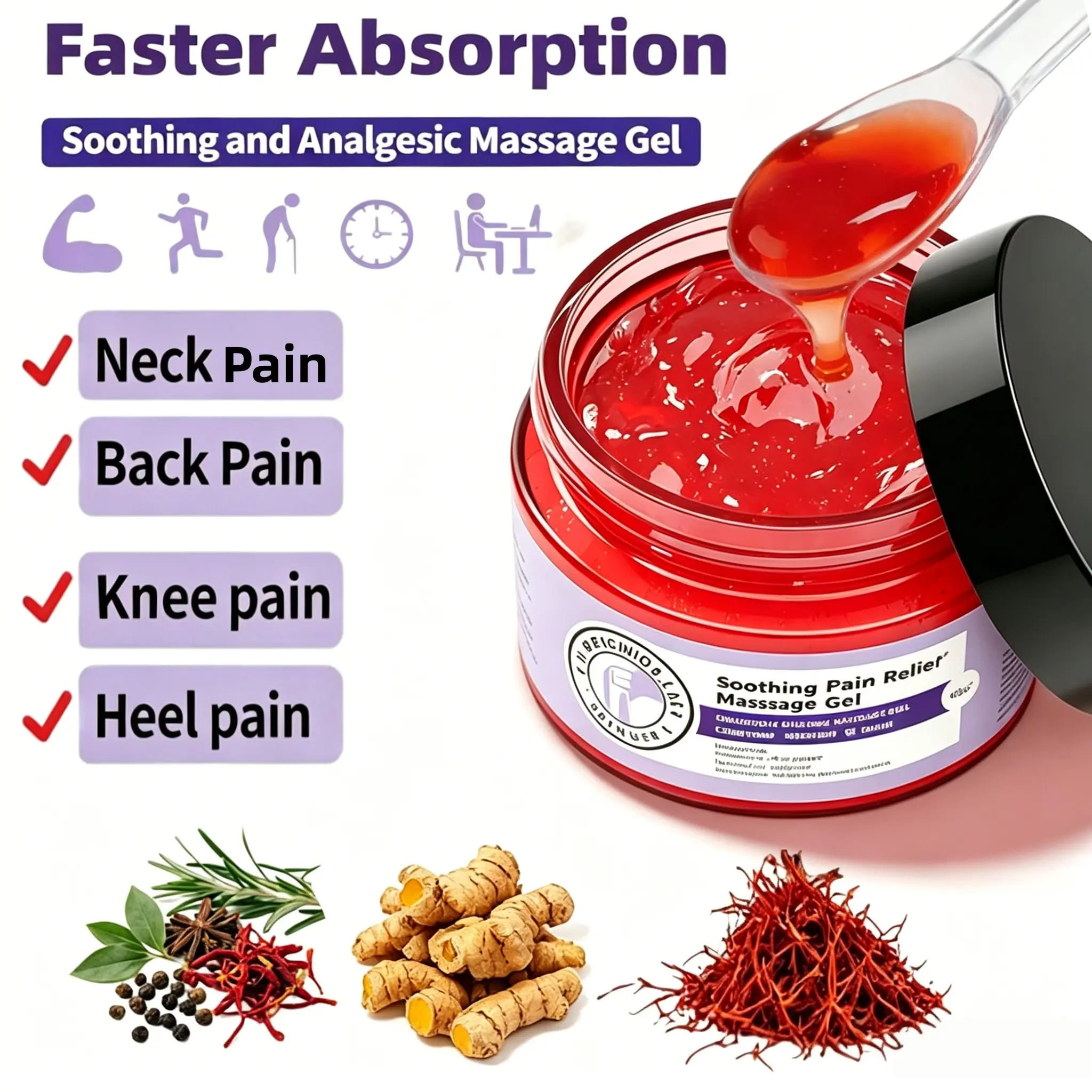 Joint Massage Cream| Chondroitin, Hyaluronic acid, Menthol, Turmeric and MSM | Fast Relief for Neck, Shoulder, Back, Hand, Knee, Ankle, Foot & Muscles Discomfort | Portable, Travel-Friendly