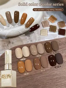 6Pcs Autumn-Winter Solid Nail Gel Set - Warm Mocha, Rust & Deep Burgundy Hues For Cozy Seasonal Glam, Perfect For Fashionable Women's Daily Wear & Holiday Parties, Long-Lasting & Easy Apply