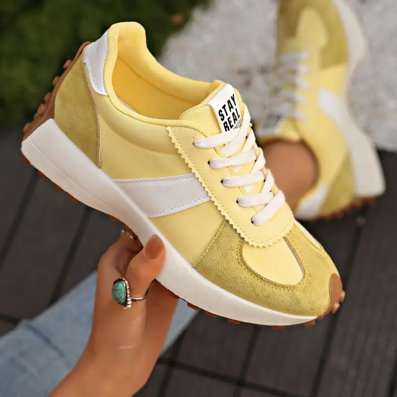 Women's Lace-Up Everyday Casual Sneakers, Durable Sports Shoes, Fashionable & Comfortable Footwear for All Seasons, Perfect Daily Wear