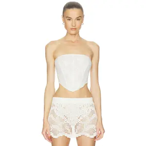 HAELO Feather Lace Corset in Cream/White