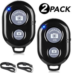 2 Pack Wireless Camera Remote Control - Wireless Remote for iPhone & Android Phones iPad iPod Tablet, Clicker for Photos & Videos, Wrist Strap Included