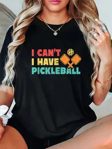100% Cotton Funny I Cant' I Have Pickleball For Men Women Pickleball T-Shirt Casual Short Sleeve Shirt