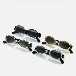 Metal Oval Retro Sunglasses for Women, Steampunk-Inspired Lightweight Frame with Simple Stylish Design, Decorative Eyewear for Street Fashion, Vacations, Parties, and Festivals