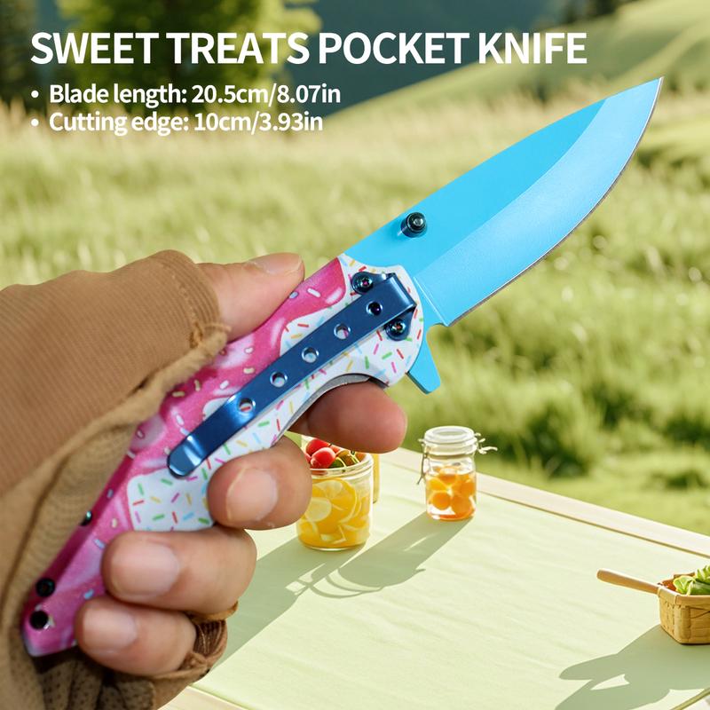 Doughnut aluminum handle folding camping EDC pocket knife foldable portable folding knife hunting knife