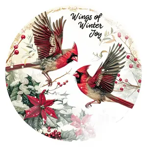 Christmas Cardinals, DCO-102648-D, Sign For Wreath, 18" Door Hanger