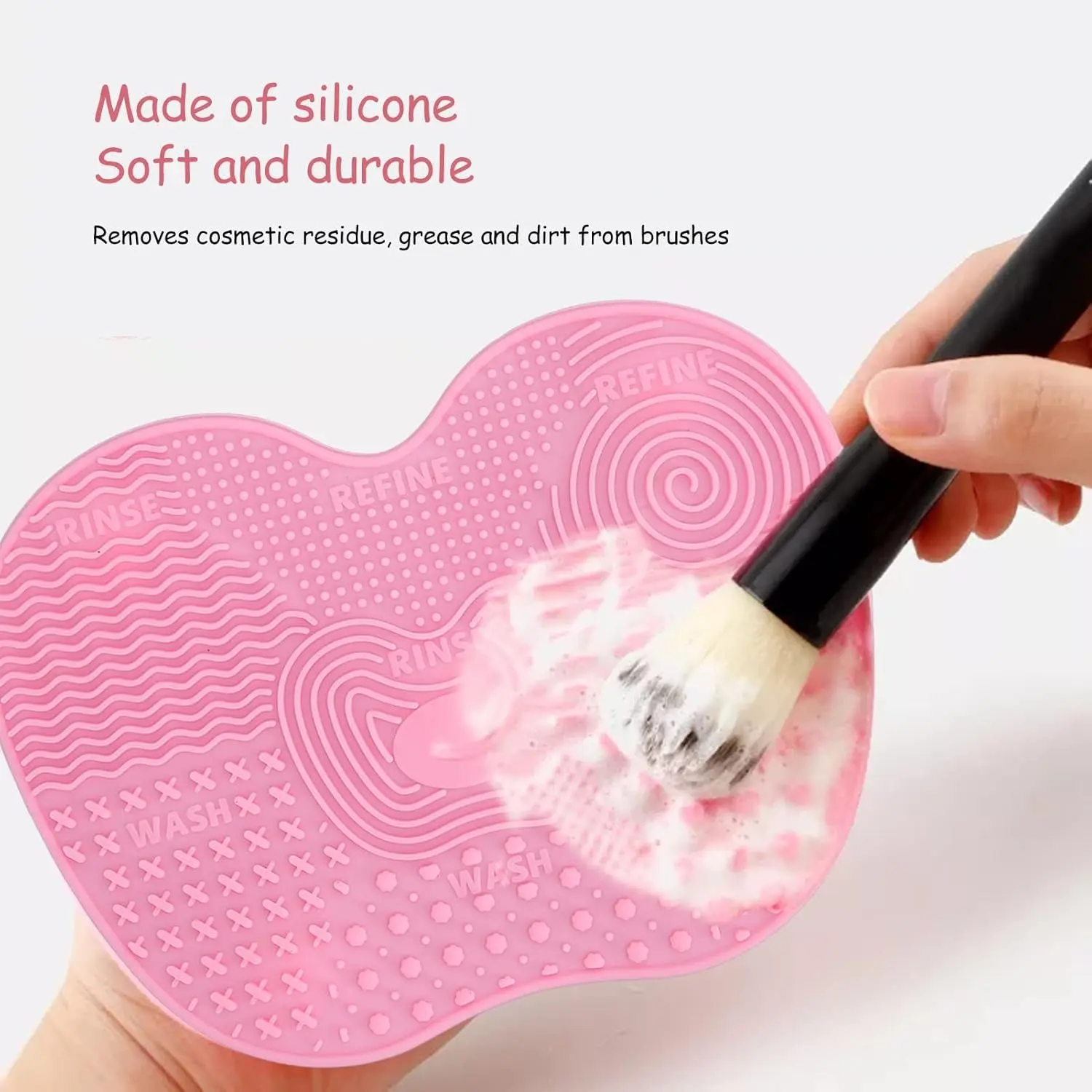 Heart Shape Makeup Brush Cleaning Pad – Soft Silicone Cleaner for Foundation Brushes, Beauty Sponges & Self Care Beauty Nights