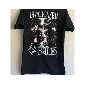 Unisex Short-Sleeve Round Neck Pure Cotton Streetwear T-Shirt - Soft Texture, Vintage Black Veil Brides 2000 Rock Bold Print, Stretch, Hem, Casual All Seasons Top, Perfect Gift for Music Lovers, DX1024-112