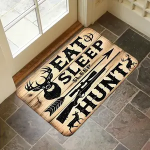 Hunting Theme Doormat Machine Washable Polyester Rectangular Non-Slip Area Rug, Low Pile, Machine Made, Durable and Fade Resistant, Ideal for Living Room, Bedroom, Kitchen, Bathroom, Office