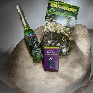 El set Rompe Saraguey es un poderoso aliado para romper bloqueos, cortar cargas espirituales y renovar tu campo energético.