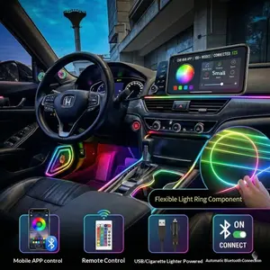 RAZEN Car LED Lights, Smart Interior RGB Lighting with APP & Remote Control, 600 LEDs, 213 Modes, Music Sync, USB Powered, Easy Install, Perfect for Parties & Gatherings
