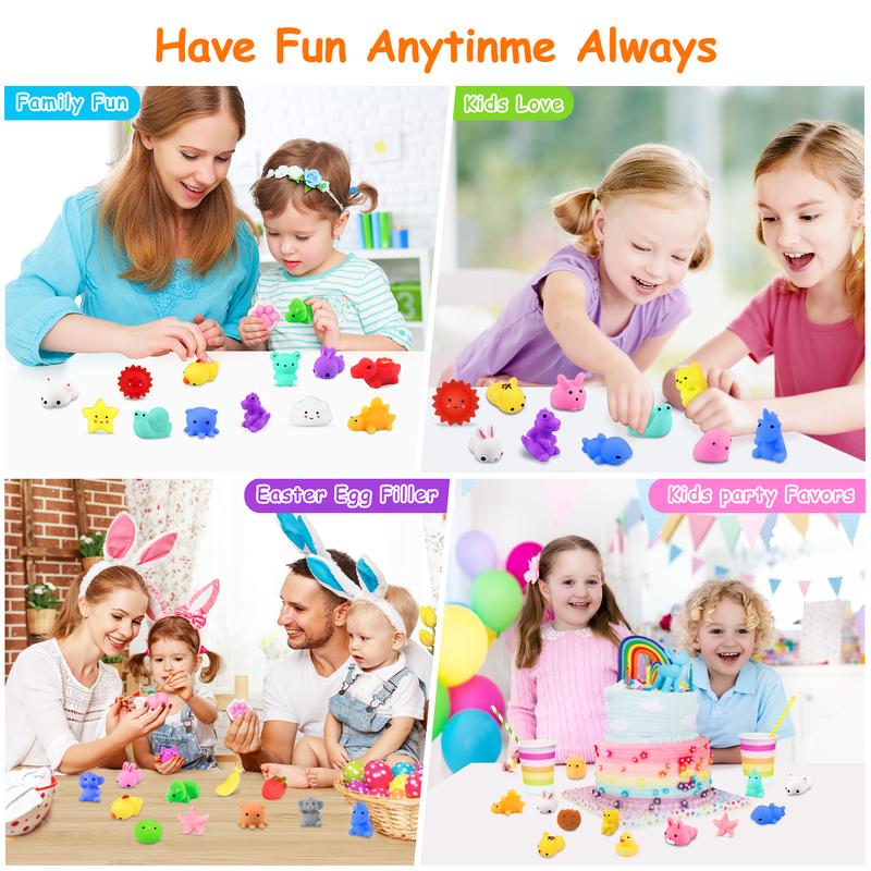 80pcs & 65pcs Mini Animal Mochi Squishy Toys Kawaii Stress Relief Toy Set for Kids Cute Soft and Colorful Squeeze Toys Perfect for Birthday Party Favors Classroom Rewards Goodie Bag Fillers Holiday Gifts Random Assortment Fun for Boys and Girls