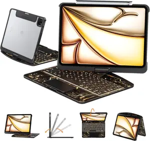 NAIDUN Latest 360 Swivel Keyboard with tranparent case for iPad Tablet Accessories ipad case tablet wireless