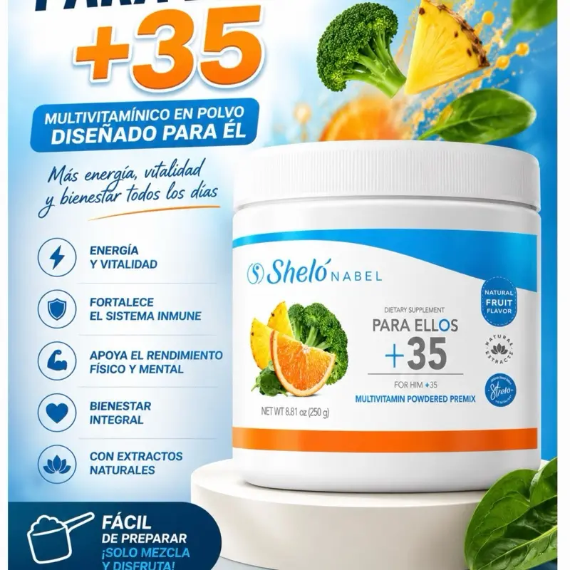Sheló Nabel For Him 35+ Multivitamin Powder Drink Mix – Natural Fruit Flavor 250g