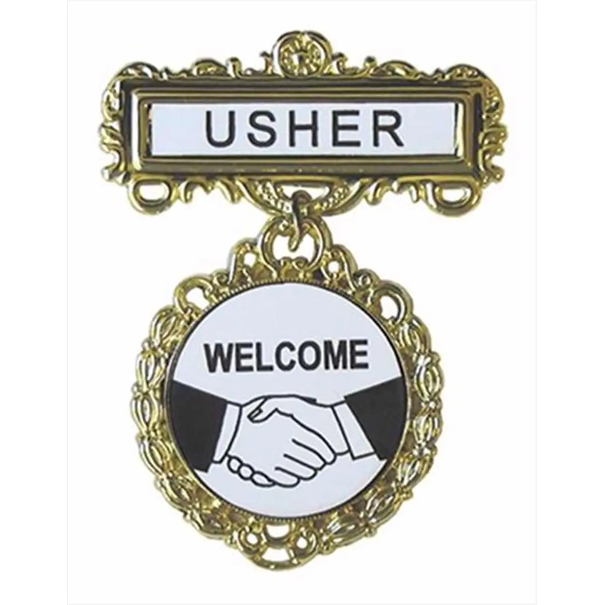 212 MAIN Durable Metal Pins - Fancy Round Brass Pin-Back Identification Badge Supply, Welcome Badge (80806)