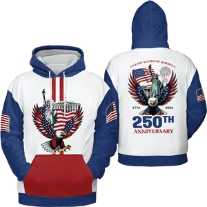 Lotusprinthandmade US 250th Anniversary Patriotic Hoodie 3D Multicolor