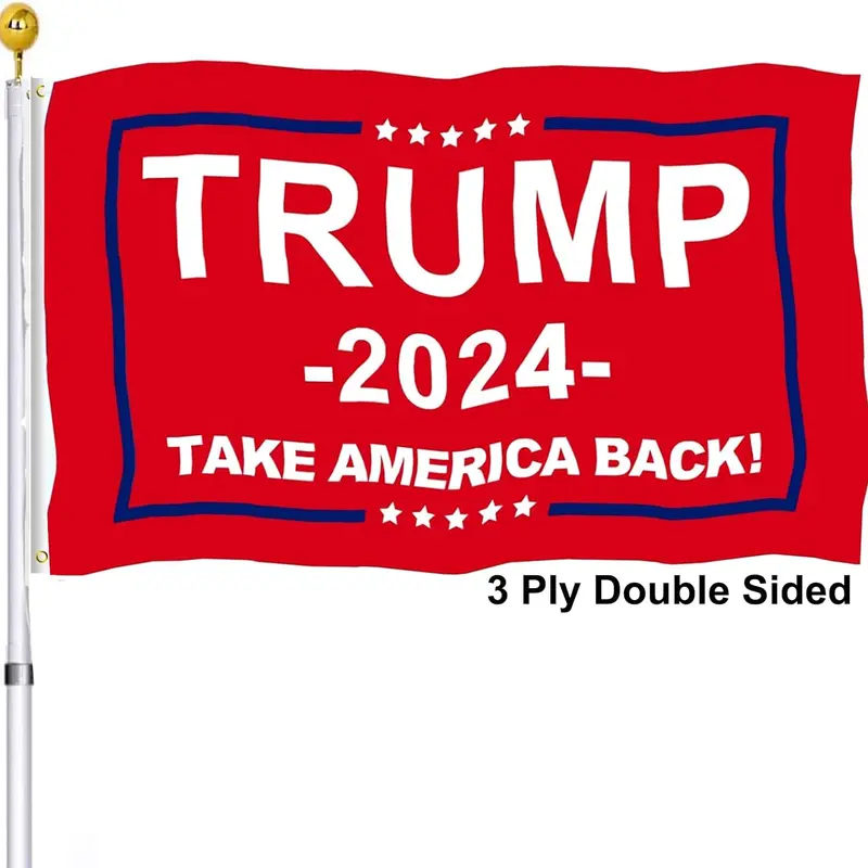 ARROGO 2024 Trump President MAGA 3x5ft Tail Flag, 3-Ply Heavy-Duty Polyester Double-Sided Print Banner, Fade-Resistant, Heat-Resistant, Anti-Wind, Copper Buckles, 4-Thread Tail, Indoor/Outdoor Home Wall Decor Election Hanging Backdrop