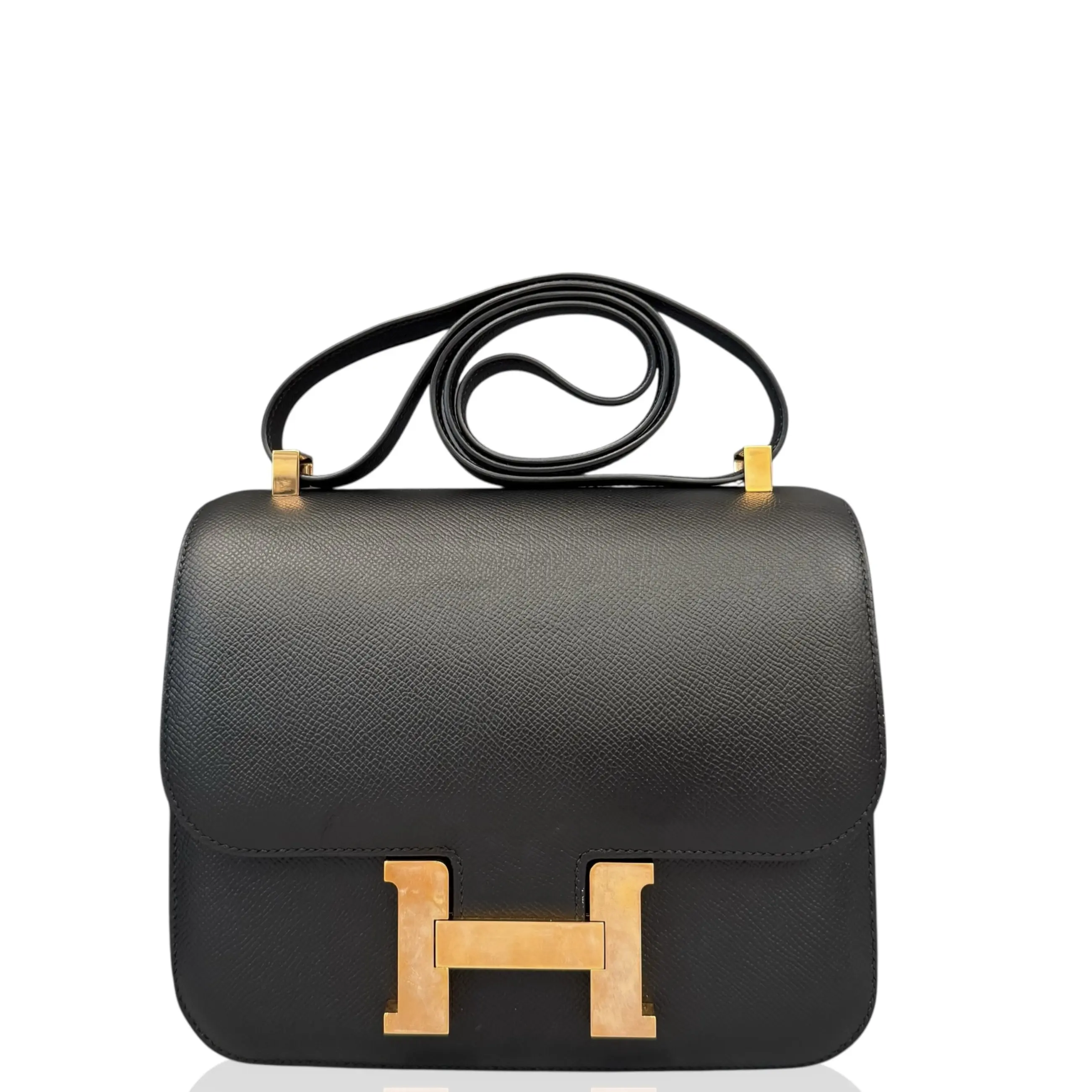 Pre-owned HERMÈS Leather Shoulder Bags Hermes Constance 24 Epsom 89 Noir (kr043026b2)