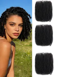 Human Crochet Hair 4C Afro Kinky Curly Bulk Hair 30g/pack, Springy Twist Hair for Dreadlock Extensions, Mini Twist Braiding & Locs Repair