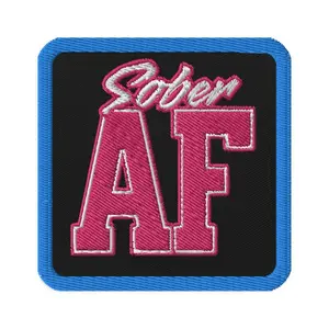 SOBER AF Patch - Fuchsia Boldness Design on Black Background with Pink Lettering