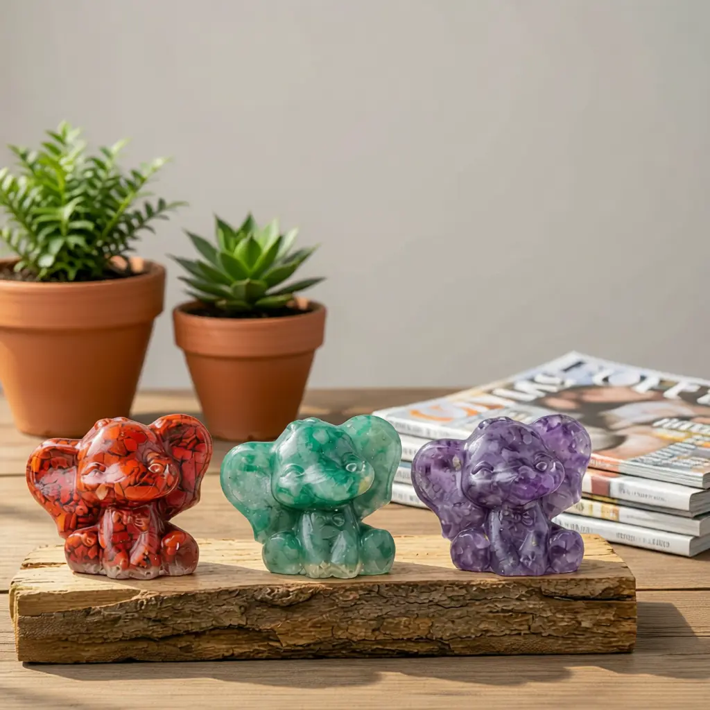 Non-Natural Crystal Mini Giraffe Carving, Growth Healing Palm Stone, Desk Ornament Gift for Jewelry Accessories Enthusiasts