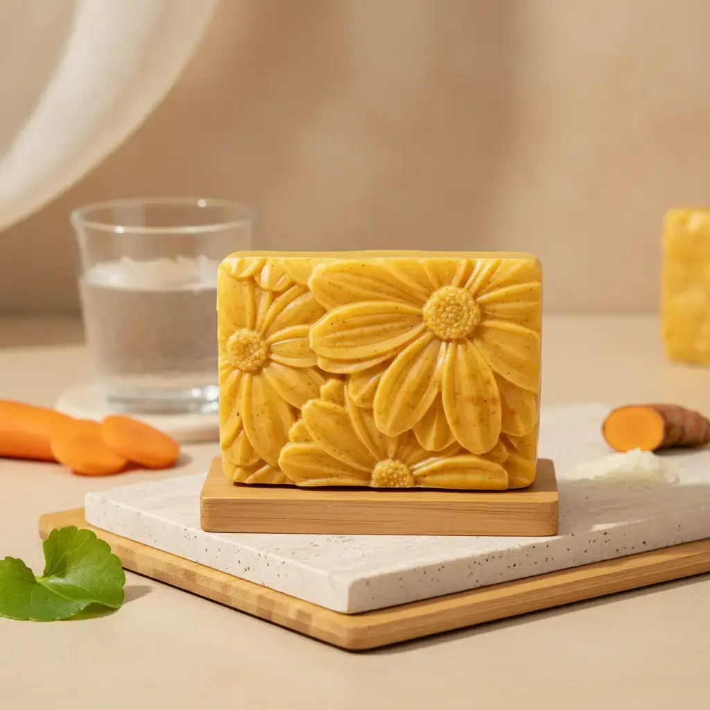 Artisan Moisturizing Facial Soap Radiant Grace Carrot, Centella Asiatica, Korean Rice & Turmeric - Daily Mild Gentle Cleanser Bar for All Skin Types Hydrating Moisture Cleansing Hydrate