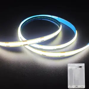 SLAU Battery Powered LED Strip Lights, 3.3FT COB LED Strip Light, Battery Operated LED Lights, White LED Strip Lights Battery Powered for Closet, Cabinet, Shelf, Kitchen, DIY Lighting