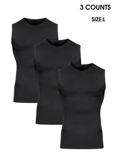 Men's Solid Racer Back Tank Top, Quick Drying Breathable Compression Vest, Men's Shapewear Top for Gym Workout Running