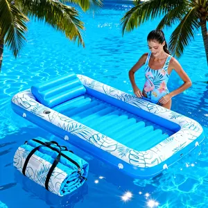 4 in 1 Inflatable Tanning Pool Lounge Float With Cup Holder, 70.8“X47”Extra Large Pool Floats Adult with Pillow, Suntan Tub Raft Floatie,  inflatable Sofa Pool，Sunbathing Bed Lounge for Water Blow Up Kids Ball Pit Party Gifts